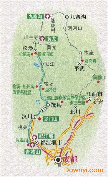 成都到九寨沟路线图