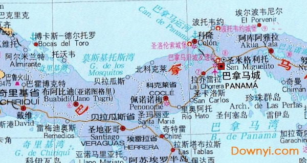 巴拿马国家地图高清版
