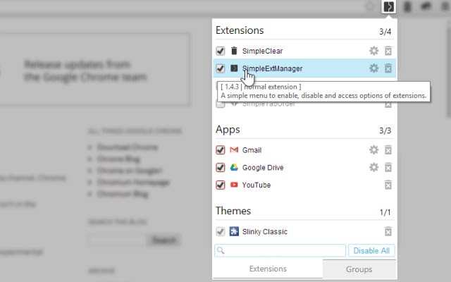SimpleExtManager chrome浏览器版 简单扩展管理器插件
