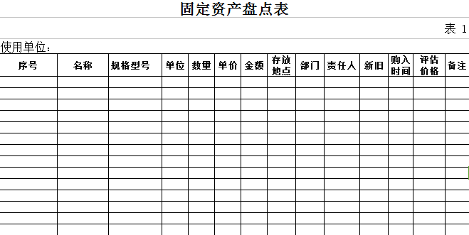 固定资产盘点表表格模板