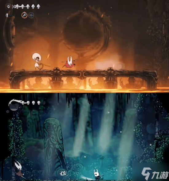 左右互搏！大神同时操作《空洞骑士》初代与《丝之歌》的角色