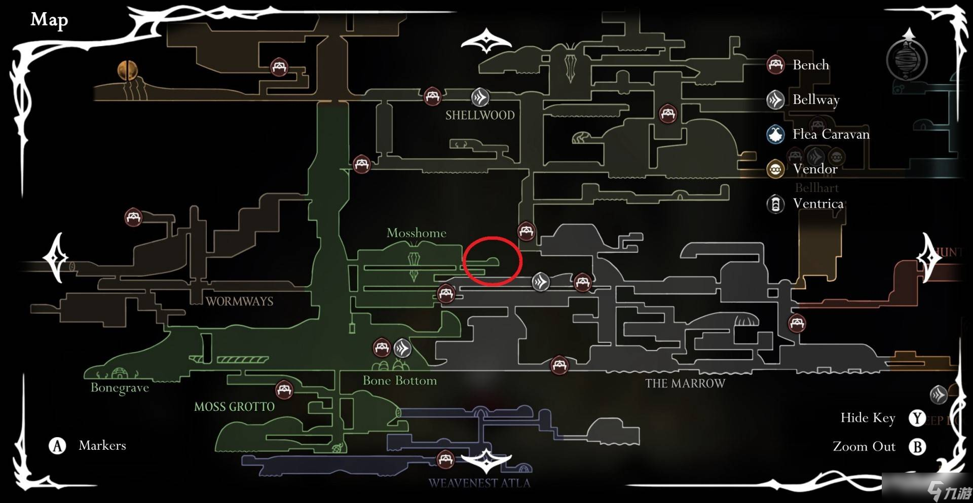 《空洞骑士：丝之歌》稀有美食采集地点与收集路线详解：纺络珍馐熏肉跑图攻略
