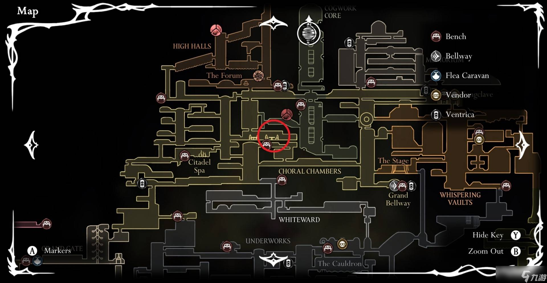 《空洞骑士：丝之歌》稀有美食采集地点与收集路线详解：纺络珍馐熏肉跑图攻略